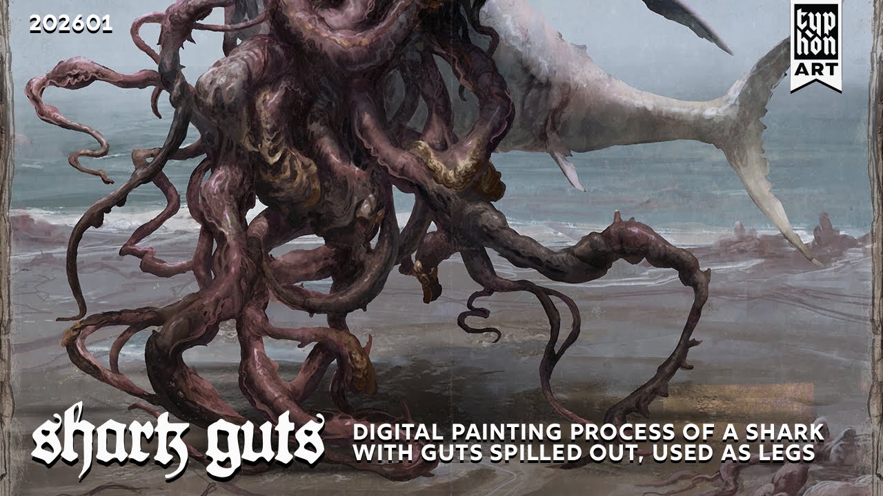 Digital Painting a Tentacle Shark Monster - Timelapse