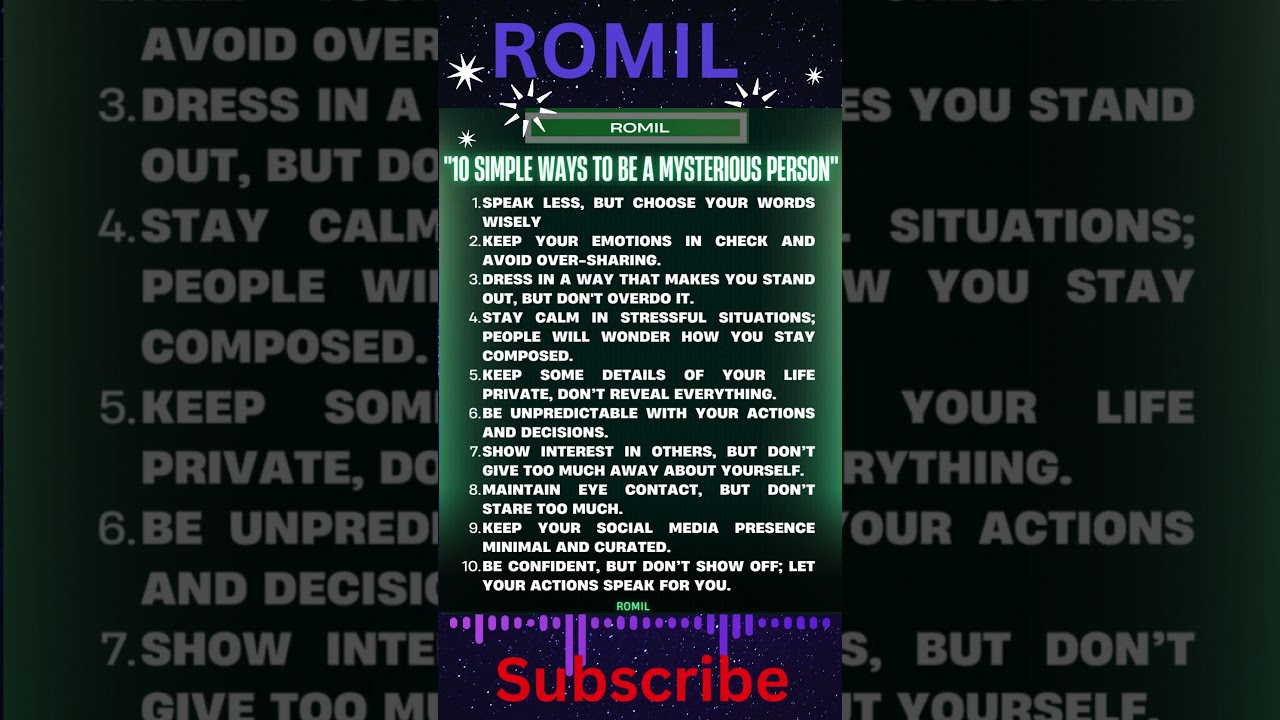 HOW TO BECOME MYSTERIOUS PERSON 