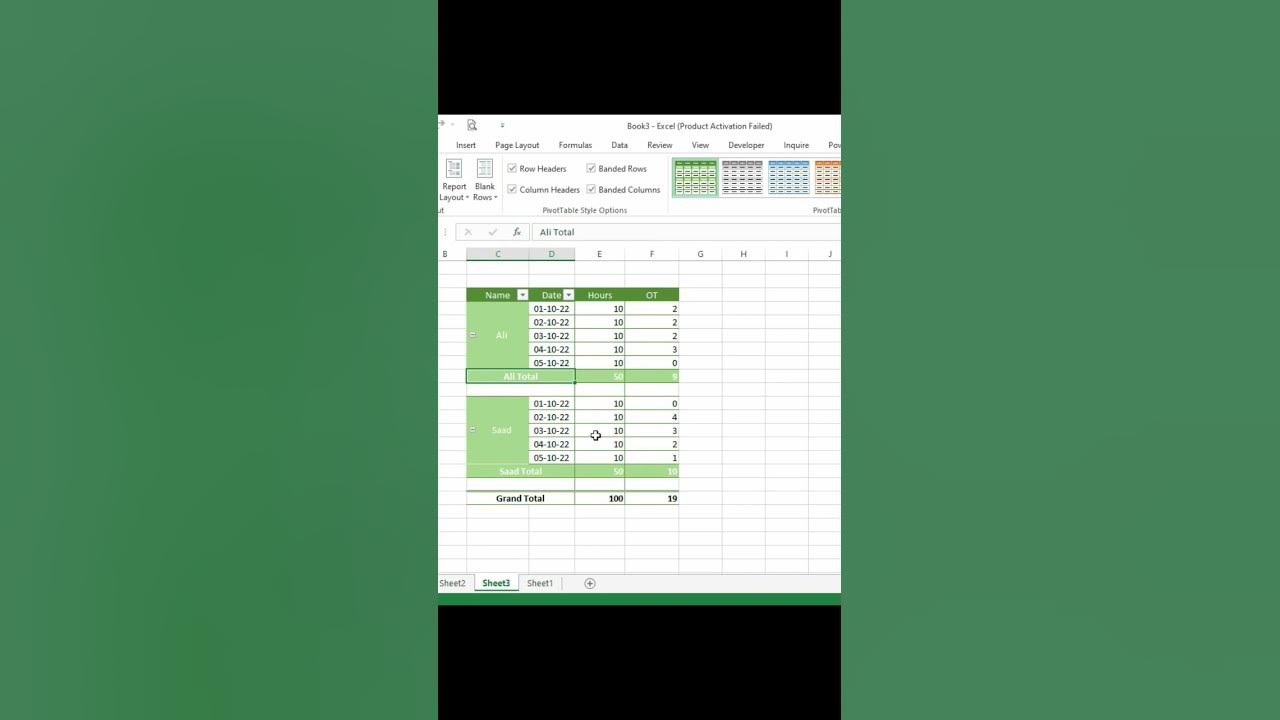 Insert blank row in pivot table pivot table setting excel video 