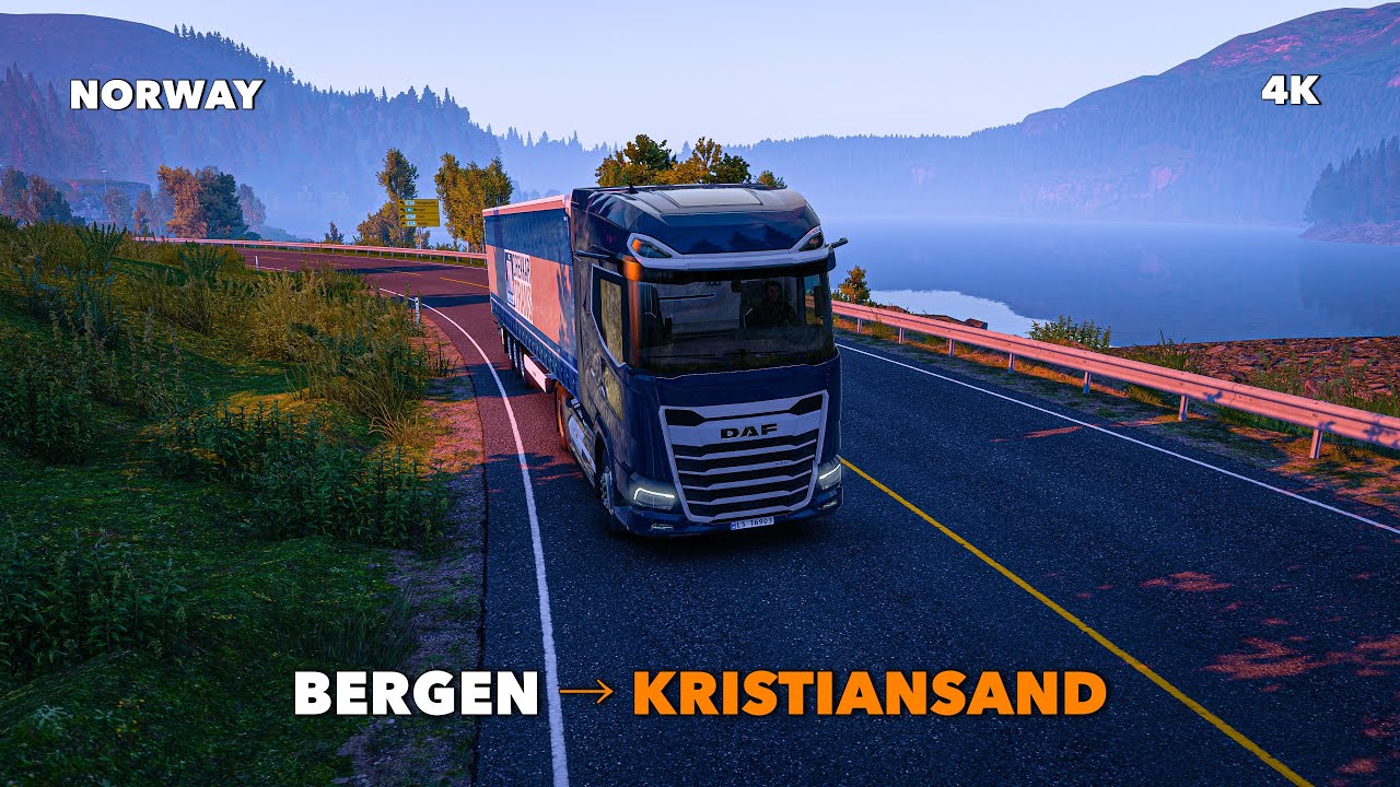 Euro Truck Simulator 2 — Norway Coastal Drive  Bergen to Kristiansand Long Haul 4K
