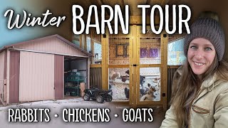 BARN TOUR  Meat rabbits, goats, chickens, & more (Winter 2024)