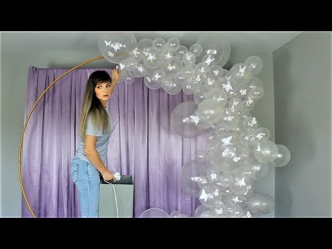 Butterfly Balloon Garland DIY on Round Backdrop Frame