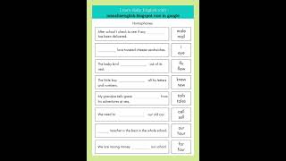 Fun English Homophones Worksheet Quiz | Practice with Answers! #shorts