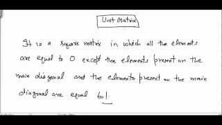 What is a Unit Matrix