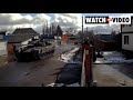 Russian tanks drive through town in Kyiv, Ukraine
