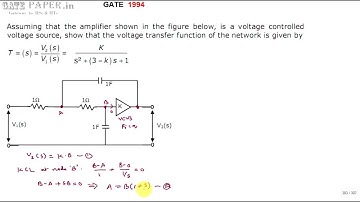 GATE 1994 ECE Transfer Function of given circuit