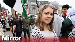 Greta Thunberg joins pro-Palestine protests outside Eurovision