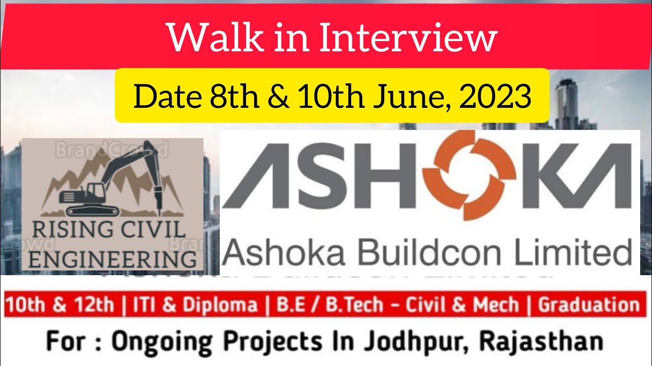 Ashoka Buildcon Limited Hiring June 2023 Vacancy June 2023 YouTube