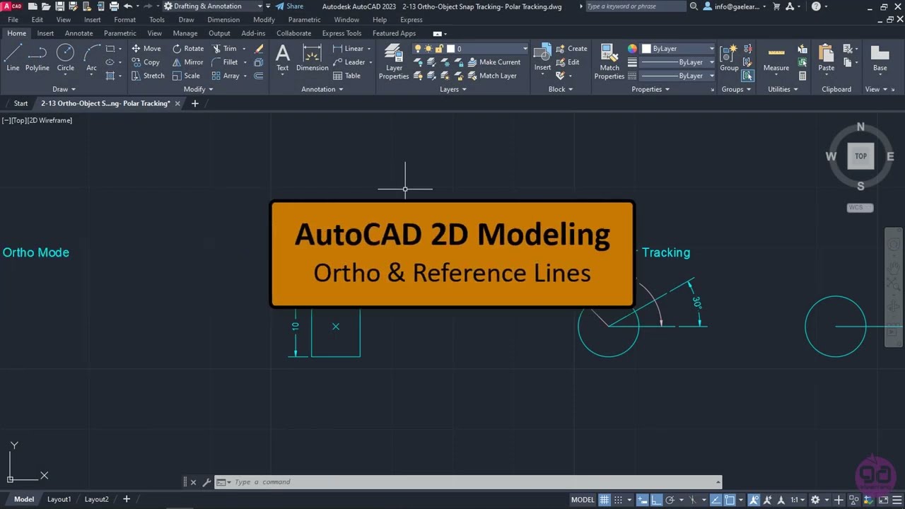 2-14 Adjusting the drawing environment, Ortho and Reference lines (AutoCAD 2023)