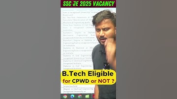 B.Tech Eligible for CPWD? #sscje #sscjenotification #ytshorts #shortsfeed #shorts