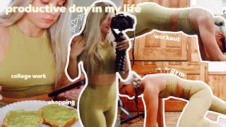 PRODUCTIVE DAY IN MY LIFE | working out, what i eat in a day, work, & shopping