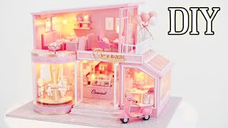 DIY Miniature Dollhouse Kit || Childhood Memory - Pink Bakery - Relaxing Satisfying Video