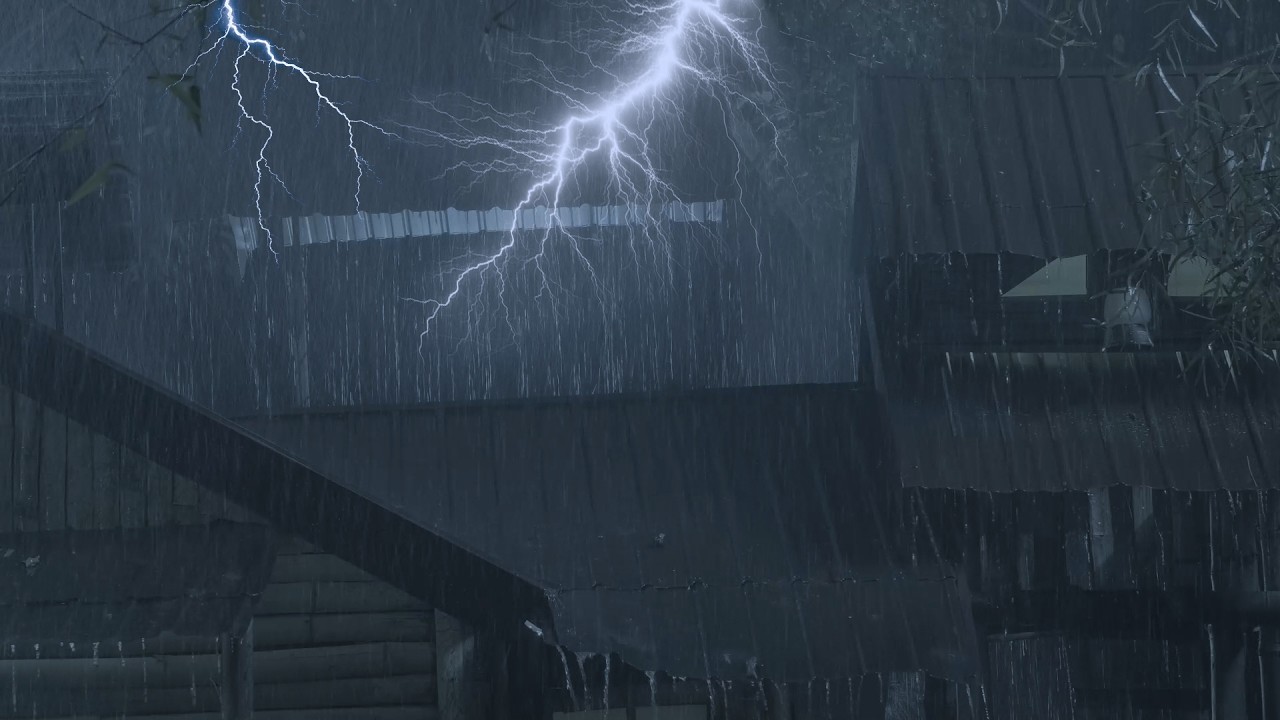 Sleep Through the Night 🌙 Heavy Midnight Rain on the Roof with Crashing Thunder