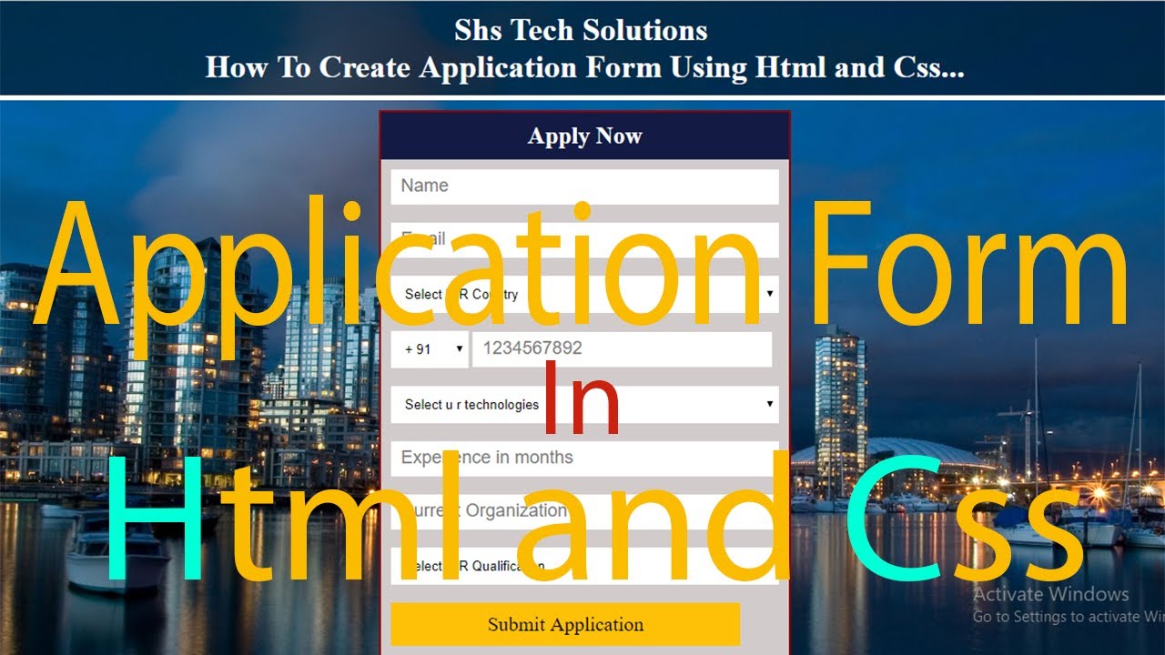 How To Create Application Form In Html Css Application Form Design In