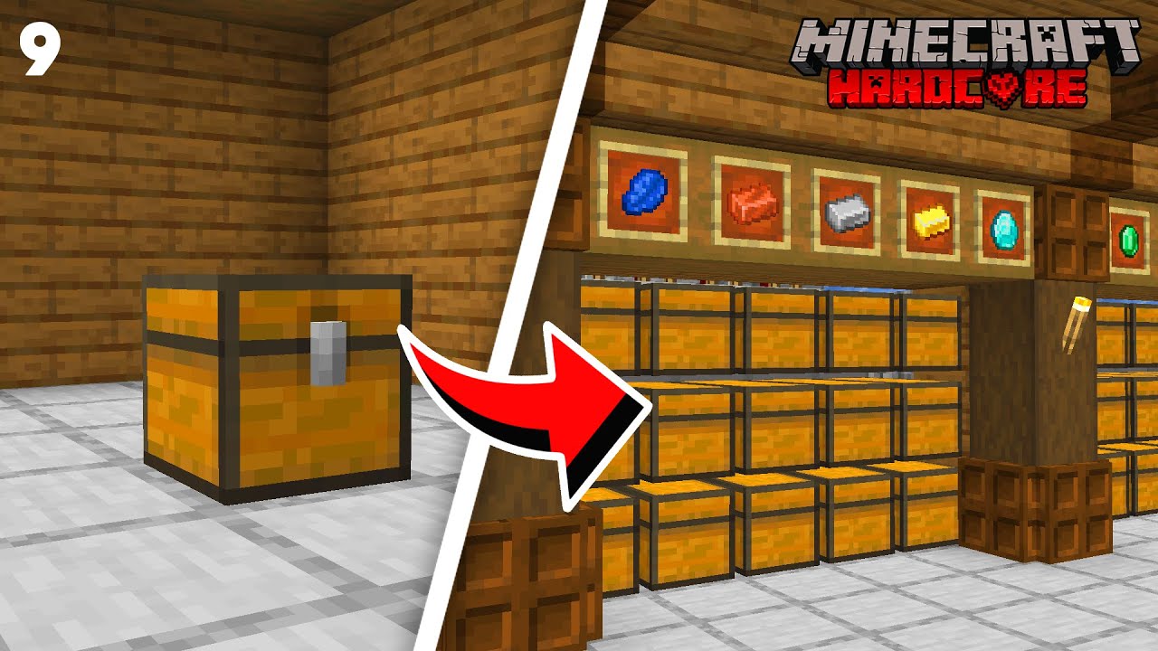 I built the ULTIMATE STORAGE SYSTEM in Minecraft Hardcore - YouTube