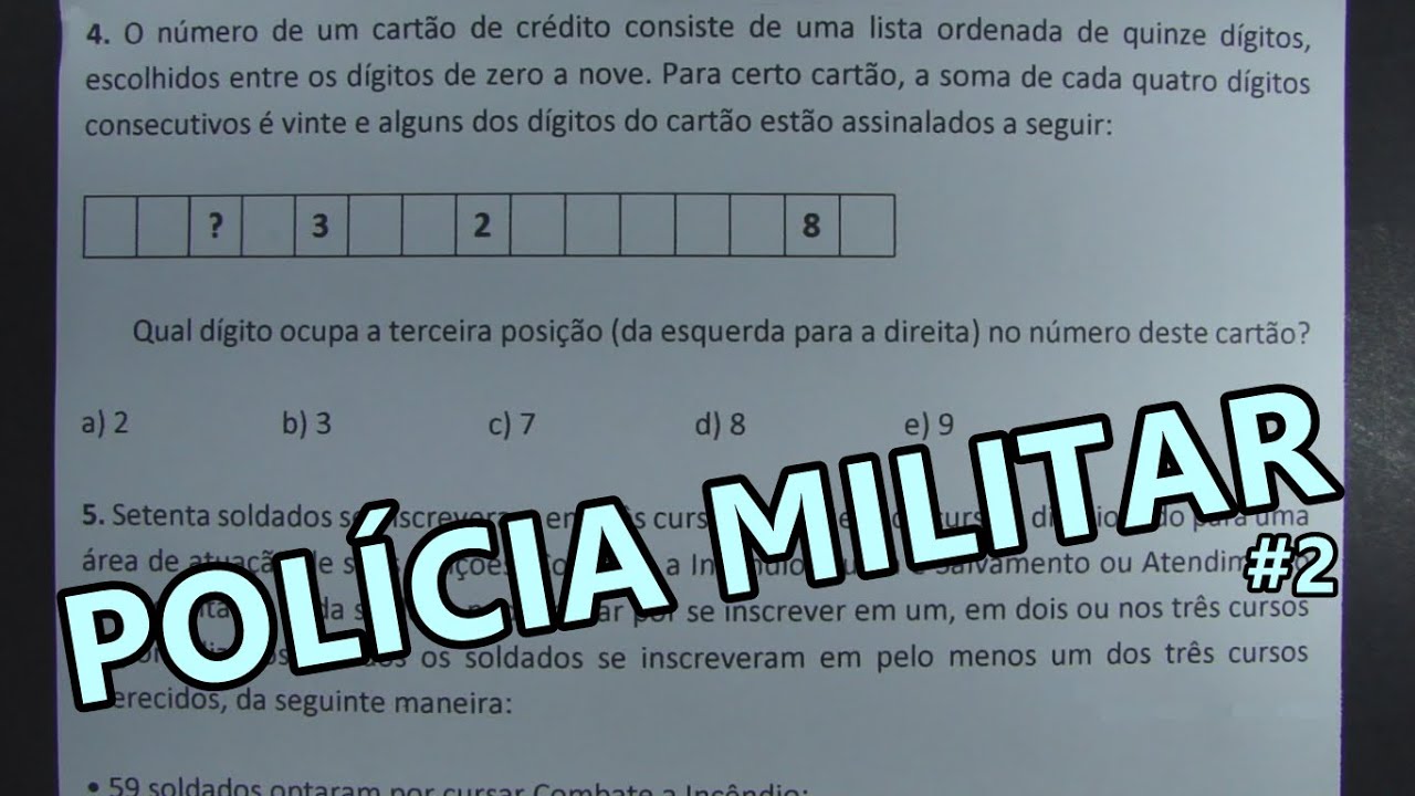 POLÍCIA MILITAR #2 - VÁRIAS QUESTÕES DE CONCURSO!!