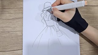 Как Нарисовать Девушку С Красивым Платьем 🤍