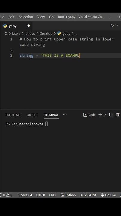 Print uppercase string in lowercase in python - YouTube