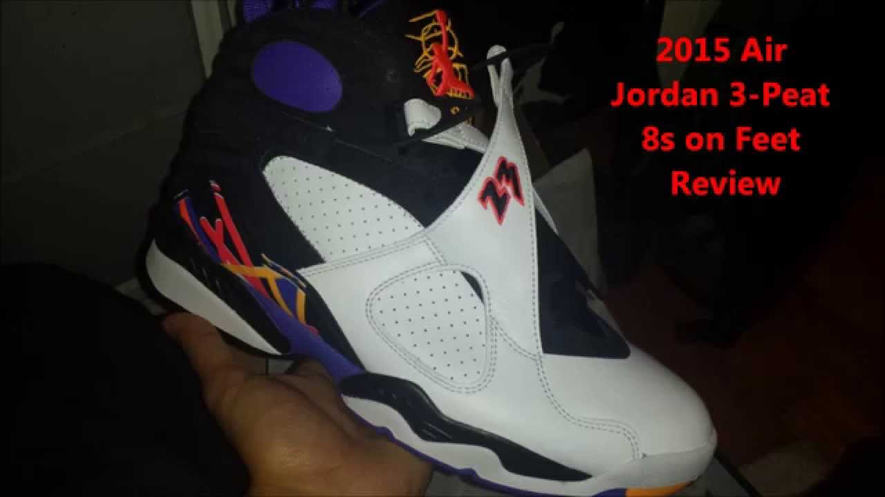 jordan 8 three peat on feet