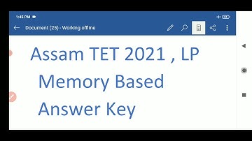 Assam TET 2021 LP Memory based Answer key