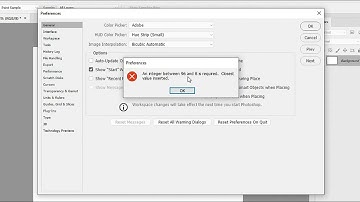 Photoshop Eror - An integer between 96 and 8 is required. Closest value inserted. How to fix
