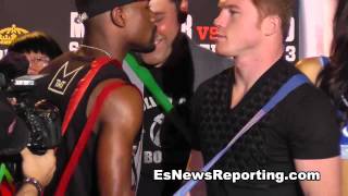 mayweather vs canelo 3 min faceoff - EsNews Boxing