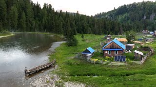 Far From Civilization In Russia. Remote Taiga Village without roads and communication