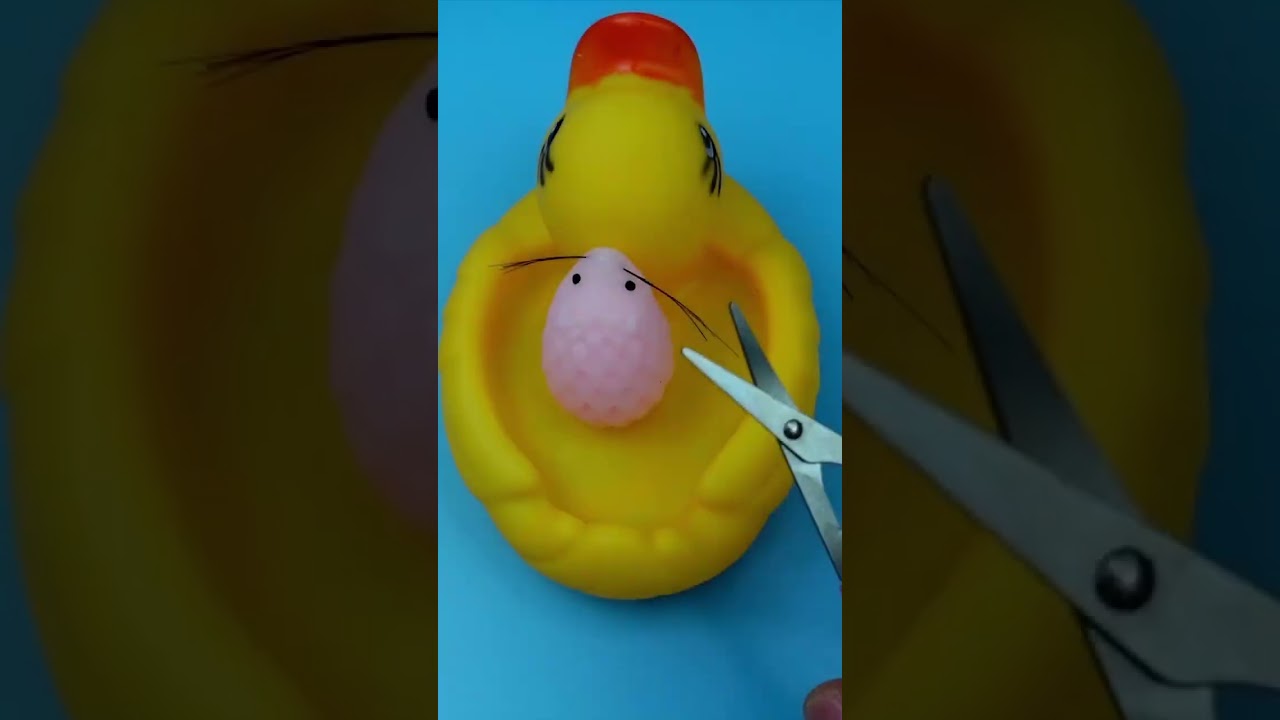 Popping pimples mochi squishy - self care disgusting pink hedgehog fidget toy, before and after