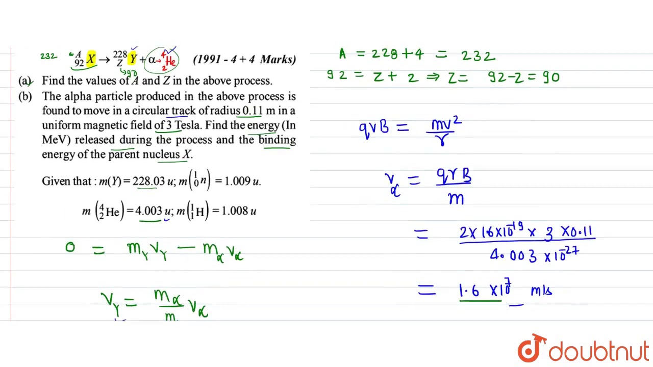 A Nucleus X Initially At Rest Undergoes Alpha Dacay According To The Equation Youtube