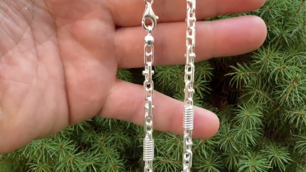 Real 925 Sterling Silver Handmade 5mm Spring Barrel Bullet Rolo Chain Necklace - HARLEMBLING