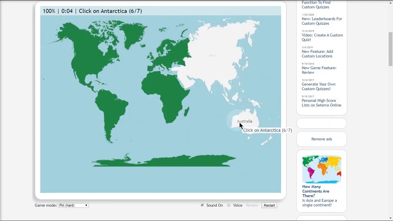 Seterra World Continents Pin Hard Website (004) YouTube