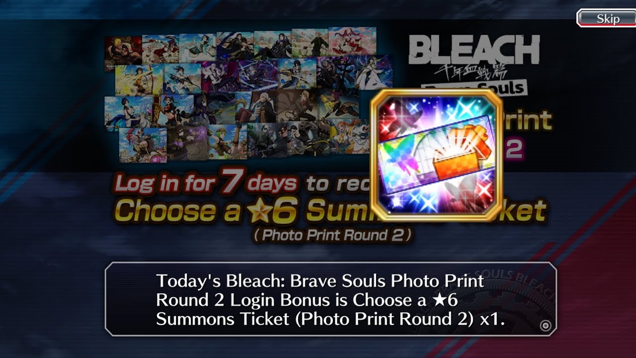 Bleach brave souls photo print round 2 login bonus choose a 6* summon ticket (who did I pick)