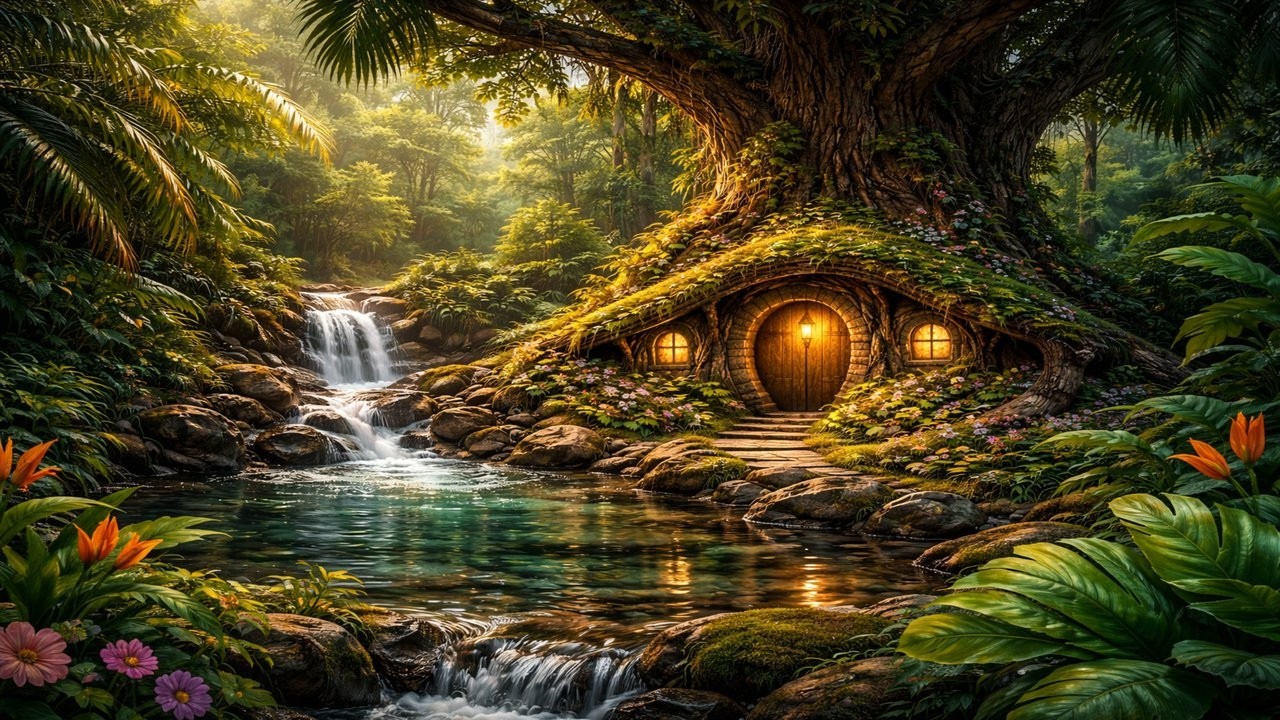 Tropical Survival  Building a Hidden House Inside a Giant Tree