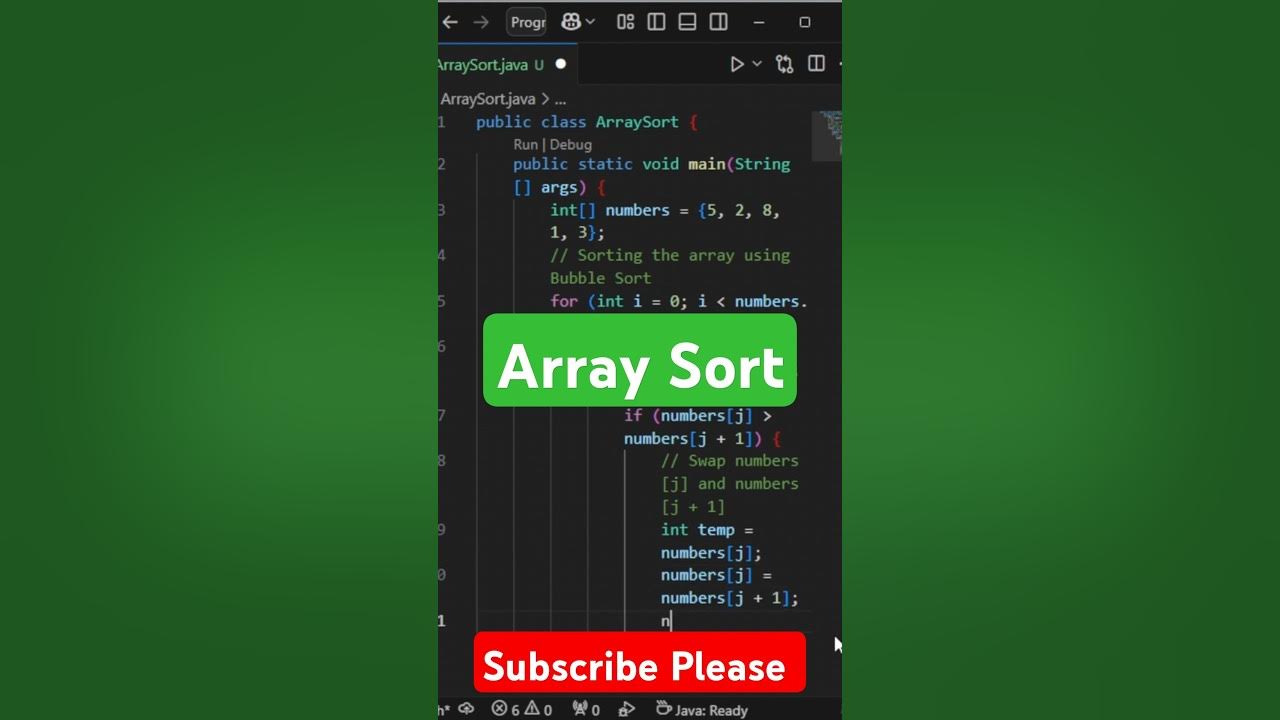 Java Shortcut: Sort an Array in Seconds! 🚀 #shorts #coding #java - YouTube