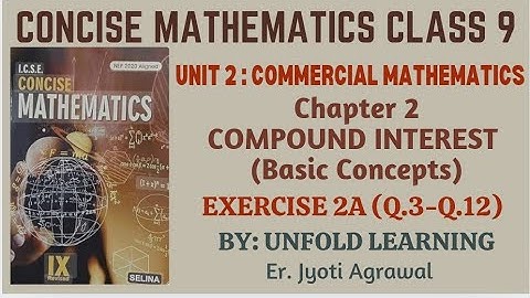 ICSE CLASS 9 || CONCISE MATHEMATICS || 2025-26 || 2. Compound Interest || Exercise 2A