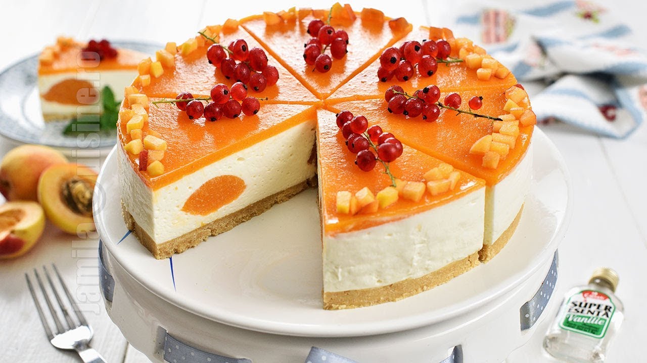 ⁣Cheesecake cu caise fara coacere, un desert racoros (CC Eng Sub) | JamilaCuisine