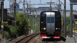 名鉄2200系(2207F)快速特急豊橋行き 名古屋本線富士松通過 電空笛.ミュージックホーン吹鳴