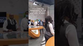 Citizen TV's Yvonne Okwara records Linus Kaikai and Francis Gachuri distracting anchor