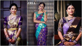 Latest Bridal Blue Kanchi Pattu sarees Collection 2021 | Blue color bridal saree designs 2021