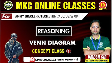 Join Reasoning Live Class | Venn Diagram | ARMY GD / TDN / WMP/AOC Class - MKC