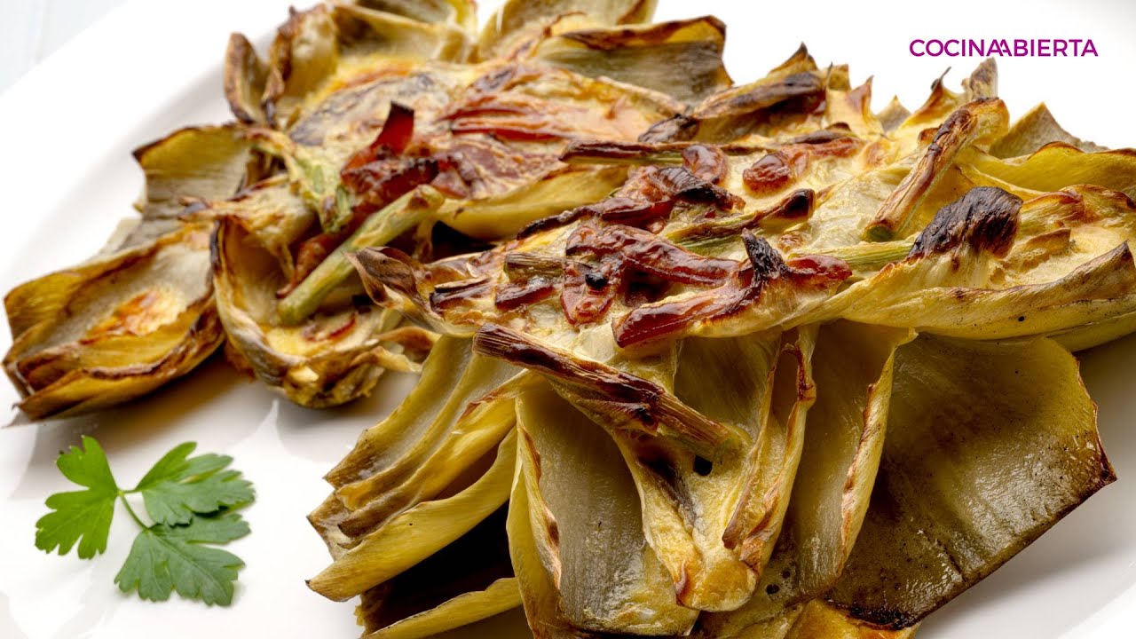 Flor de alcachofa con sabayón y ajo tierno: Una receta de Joseba Arguiñano