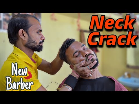 Neck adjustment & cracking with Head massage & back taping - Mini chiropractic Indian barber