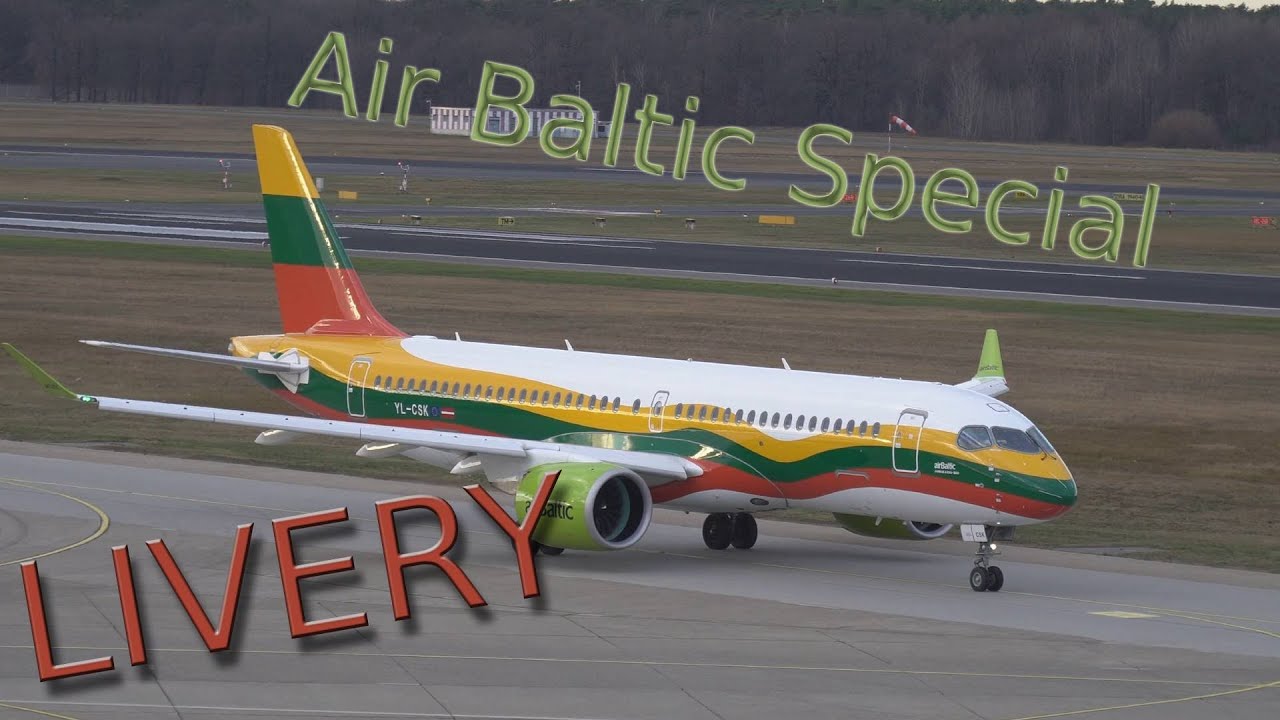 [4K] Air Baltic A220 Special livery | Baltic Flag | Planespotting TXL