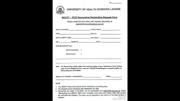 *University of Health Sciences (UHS) Lahore: MDCAT 2023 Recounting/ Rechecking Request Form.........