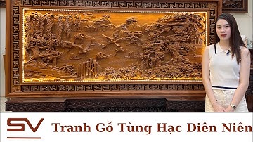 Tranh tùng hạc diên niên gỗ gõ