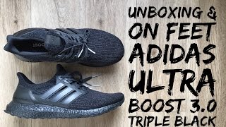 Adidas Ultra Boost 3.0 'Triple Black' | UNBOXING & ON FEET | fashion shoes | 2017 | HD