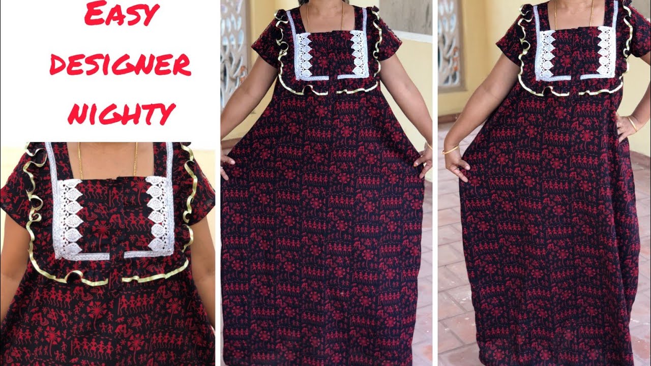 Designer nighty/ frilled nighty/ ready made nighty