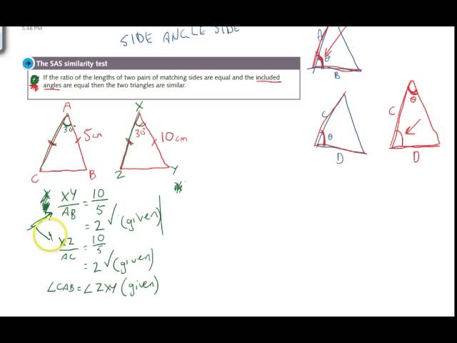 Similar triangles   The SAS test of similarity