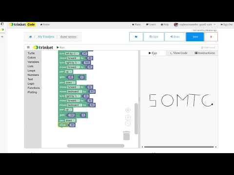 eduSTEMlab: Somto drawing his name with Python turtle