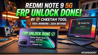 Redmi Note 9 5G A001XM FRP Unlock Done BY Cheetah Tool #gsmsanjoy